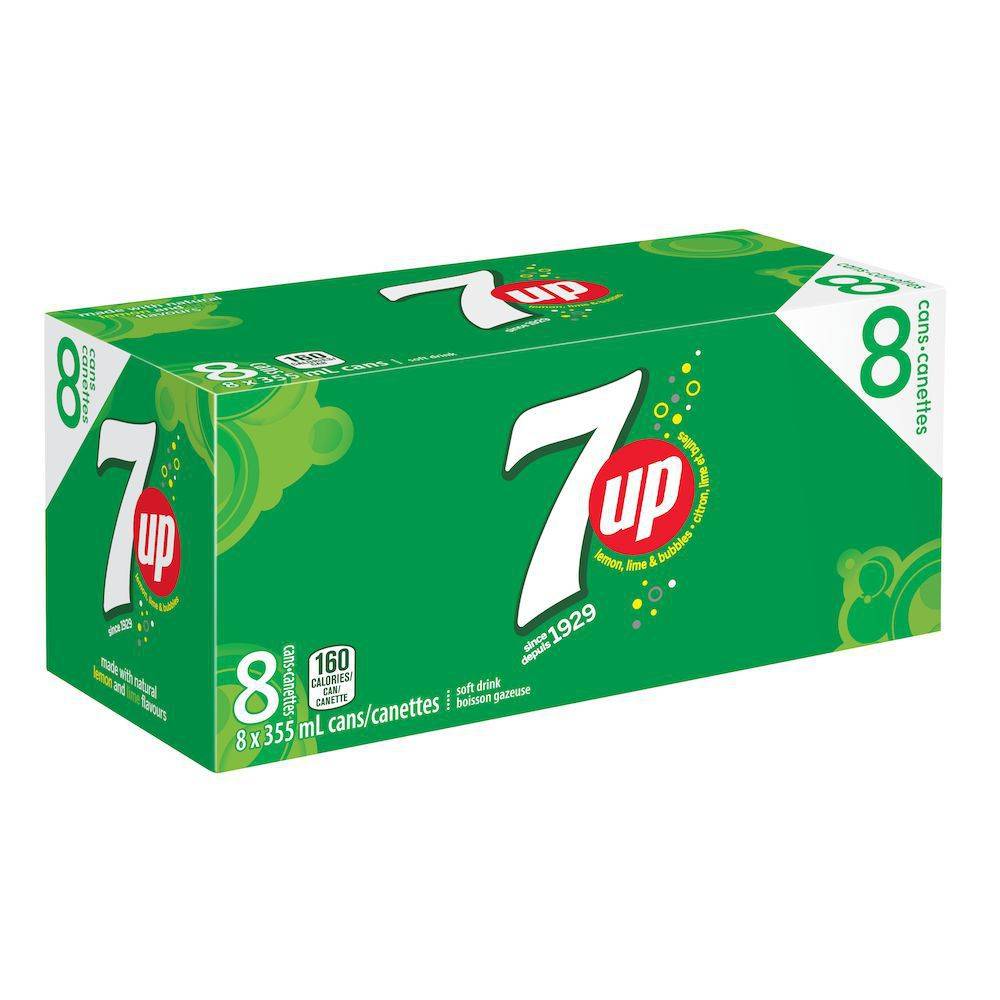 7UP Original Lemon Lime Soft Drink (8 x 355 ml)