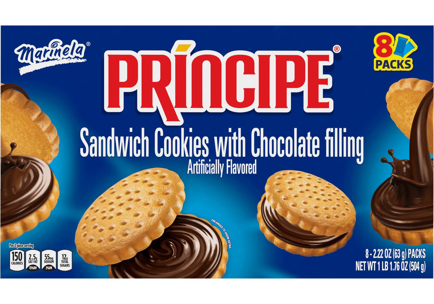 Marinela Principe Sandwich Cookie With Chocolate Flavored Filling (2.22 oz, 8 ct)