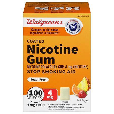 Walgreens Nicotine Coated Gum 4 mg Stop Smoking Aid (fruit freeze)