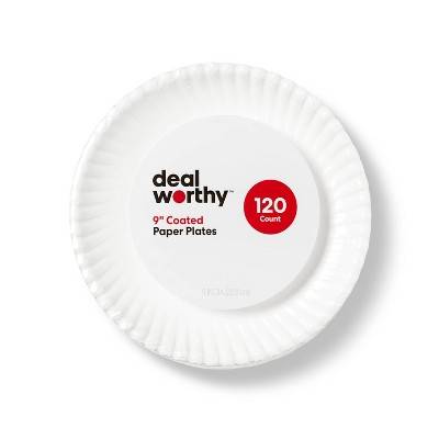 Dealworthy Coated Disposable Paper Plates, 9 (120 ct)