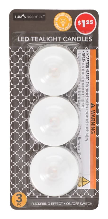 Luminessence Flickering Led Tealight Candles, White (3 ct)