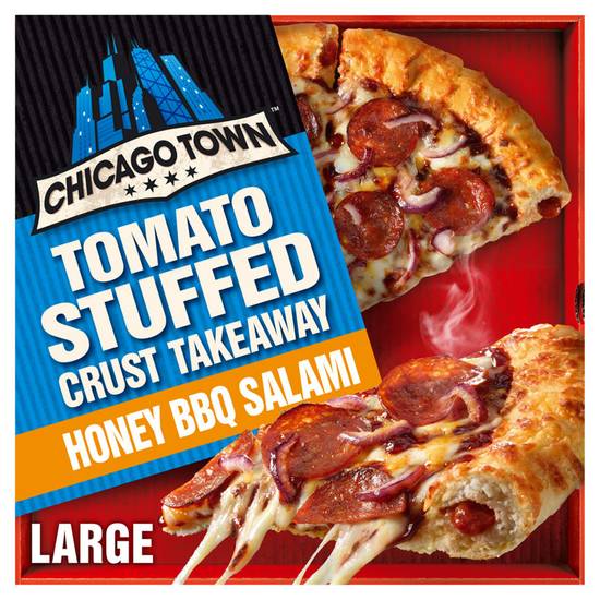 Chicago Town Takeaway Stuffed Crust BBQ Pepperoni Salami Large Pizza 635g