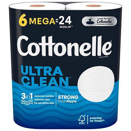 Cottonelle Ultra Clean Toilet Paper 6 Mega Rolls (6 Mega Rolls is 24 regular rolls) - 312.0 EA x 6 pack
