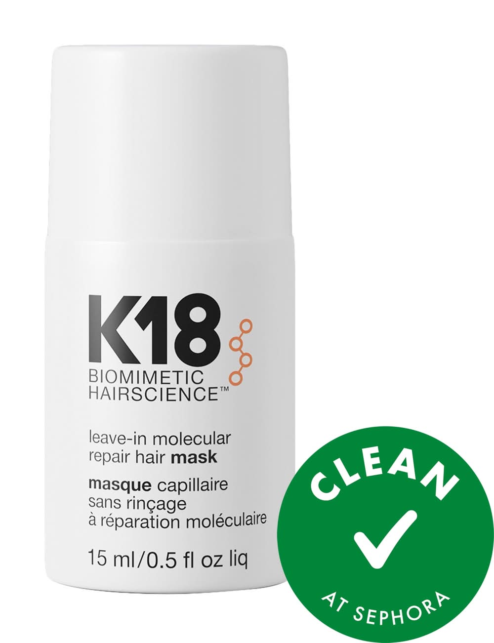 K18 Biomimetic Hairscience Mini Leave-In Molecular Repair Hair Mask 0.5 oz/ 15 mL