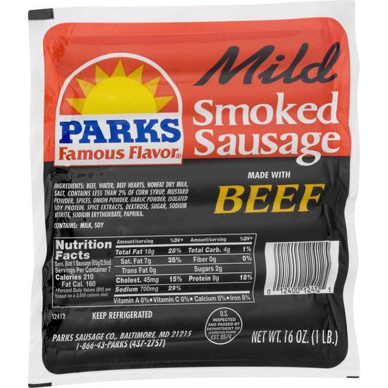 Parks Mild Smoked Beef Sausage (16 oz)
