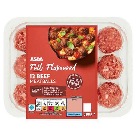 Asda Full-Flavoured 12 Beef Meatballs 340g