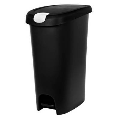 Hefty Slim Step Trash Can With Locking Lid (black)