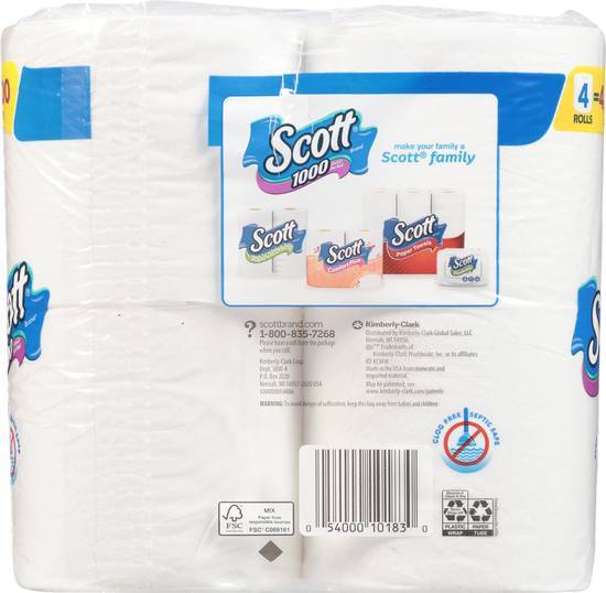 Scott Unscented Bathroom Tissue (4 ct) (10.4 x 9.3 cm/white)