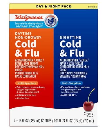 Walgreens Daytime & Nighttime Cold & Flu Liquid (24 fl oz, 2 ct)