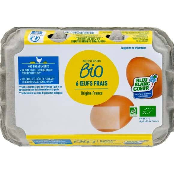 Monop Biologique Oeufs Bio Frais La Boîte De 6