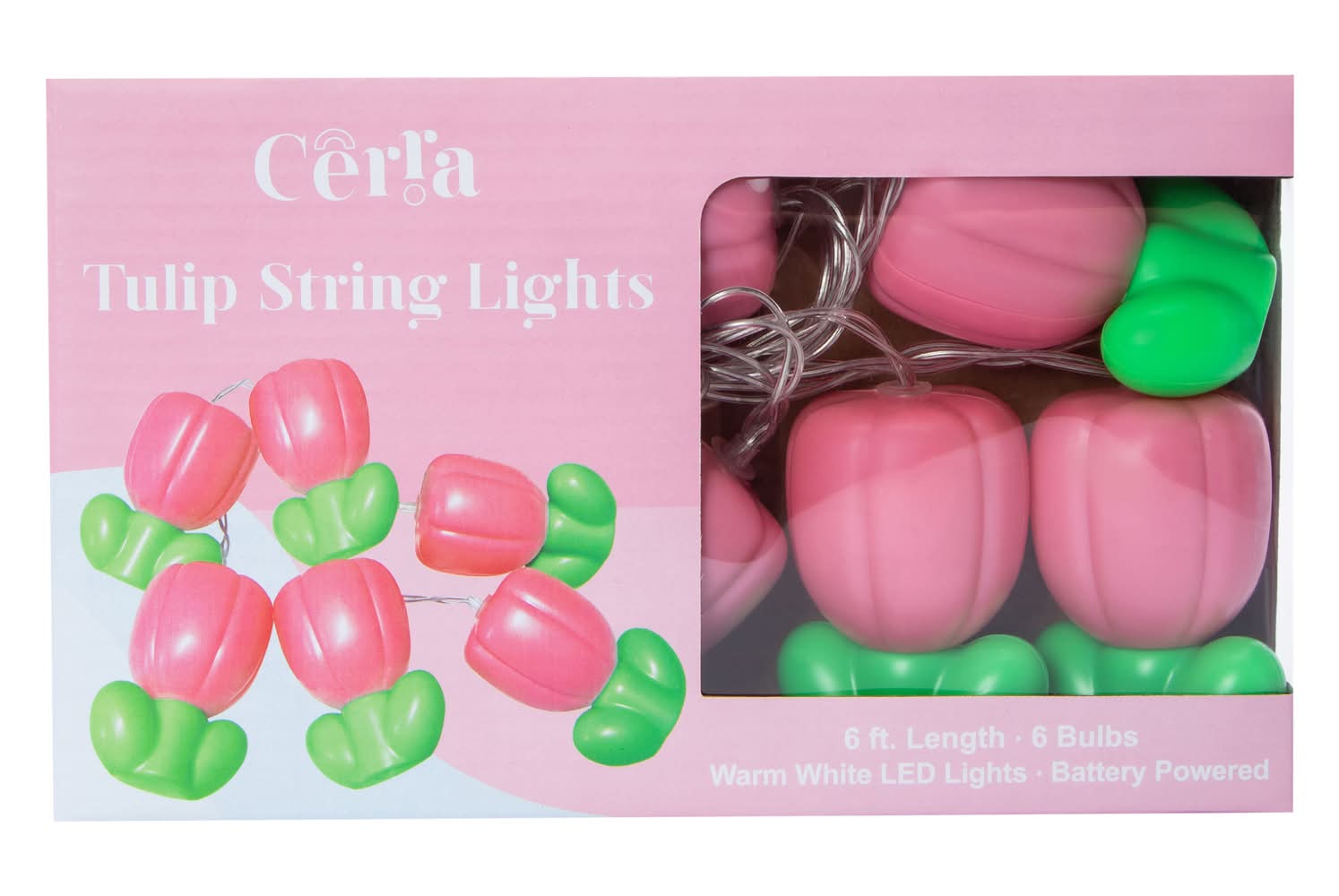 Battery Powered Novelty String Lights 6ft Tulips