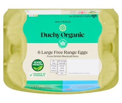 Duchy Organic Waitrose & Partners Large, British Free Range Eggs (6 pack)