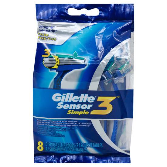 Gillette Sensor3 Simple Men’s Disposable Razors (8 ct)