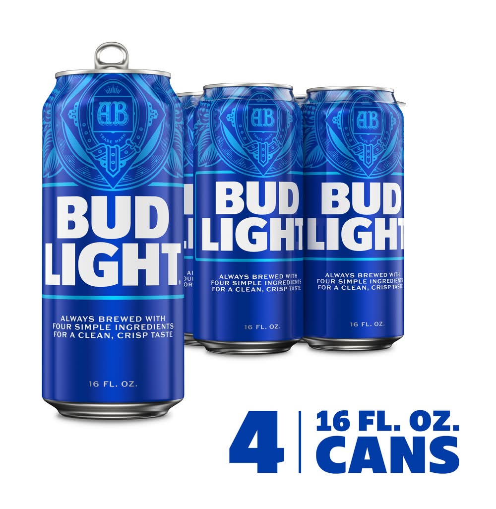 Bud Light Lager Beer (4 x 16 fl oz)