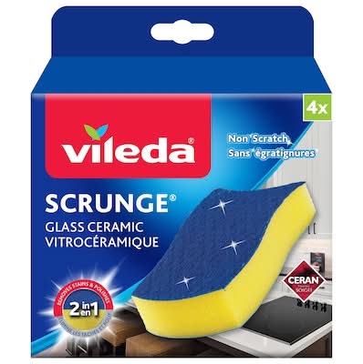 Vileda Scrunge Éponge À Récurer Vitrocéramique, Paquet De 4 / Scrunge Glass Ceramic Scrub Sponge, Pack Of 4 4.0 EA