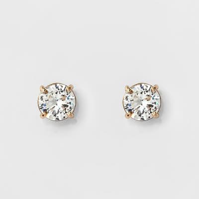 A New Day Round Crystal Stud Earring, Women, 0.4 in, Gold