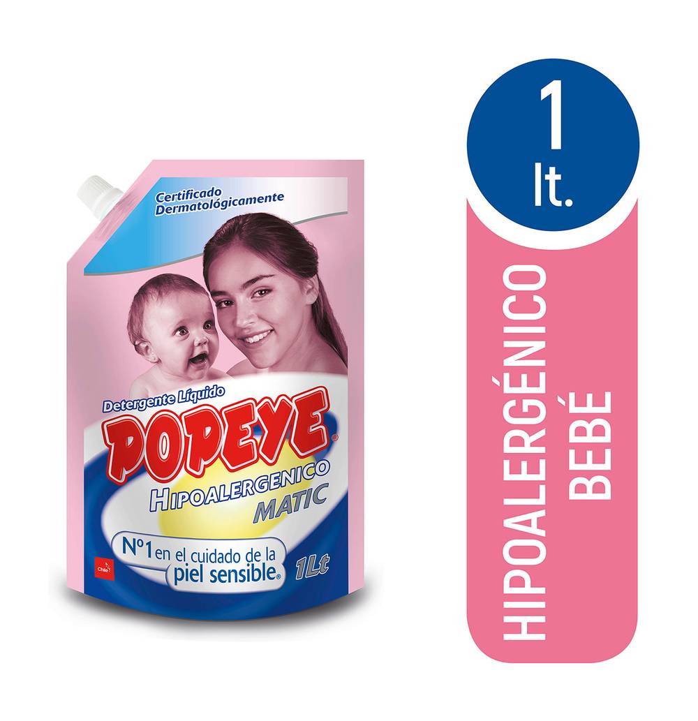 Popeye Matic · Detergente líquido hipoalergénico (1 L)