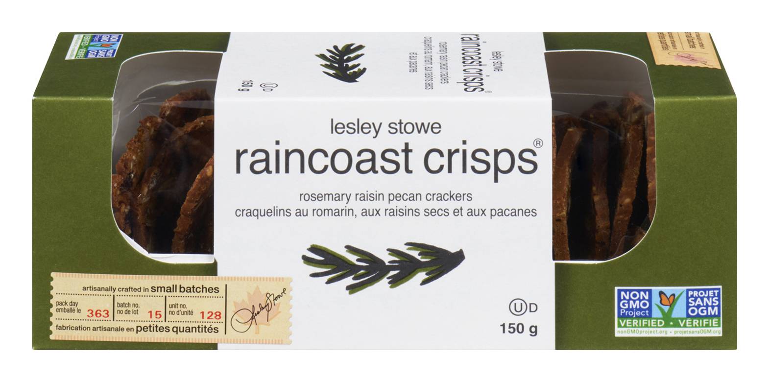 Lesley Stowe Raincoast Crisps Rosemary Raisin Pecan (150 g)