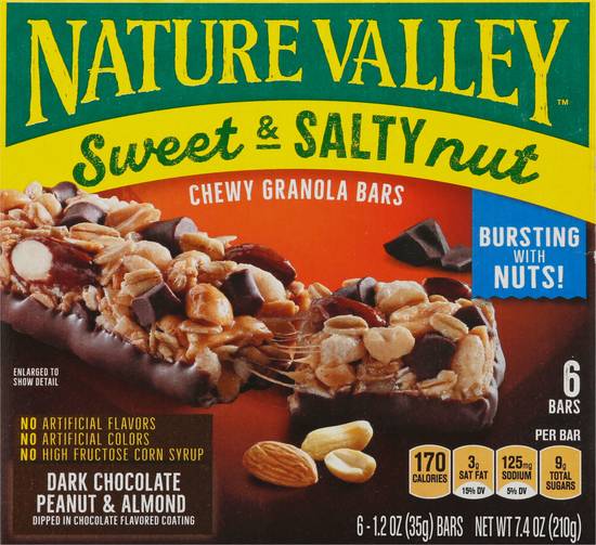 Nature Valley Sweet & Salty Nut Chewy Dark Chocolate Peanut & Almond Granola Bars (6 ct)