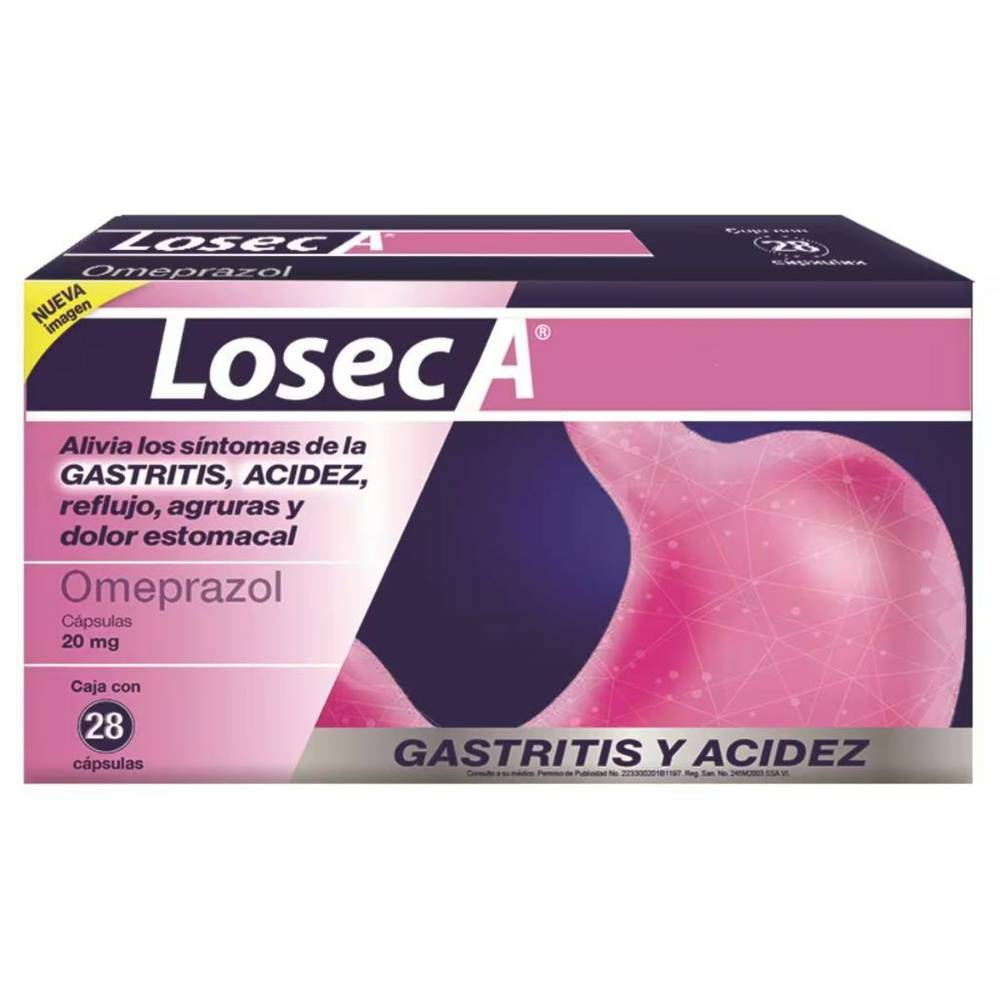 Genomma Lab · Losec a omeprazol cápsulas 20 mg (28 un)