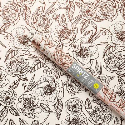 Spritz Foil Peonies Gift Wrapping Paper, 96 In, Assorted
