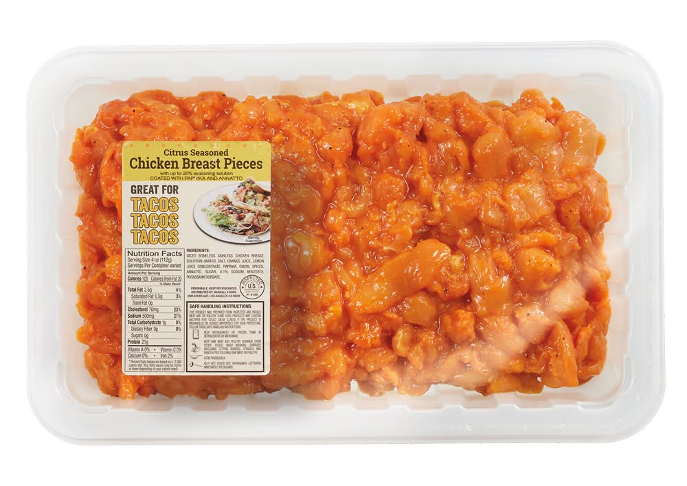 Fresh Boneless Skinless Chicken Pieces, Citrus Seasoned (4 oz)