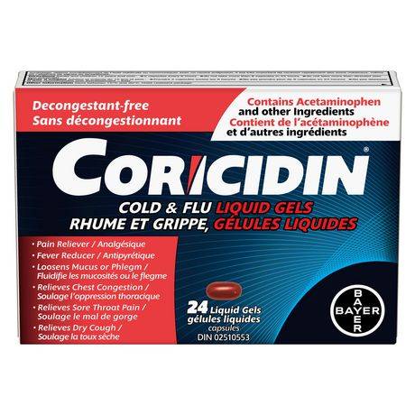 Coricidin Cold & Flu Liquid Gels Capsules (100 g, 24 ct)