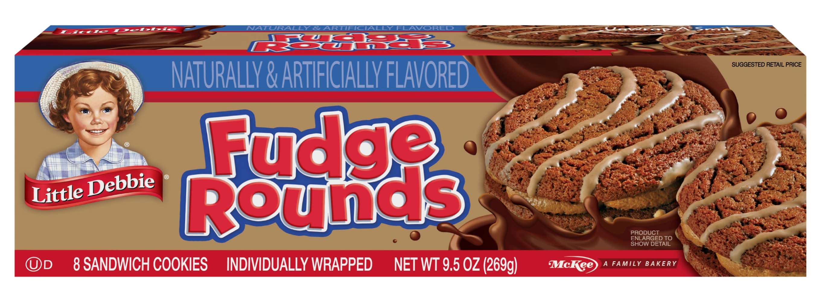 Little Debbie Fudge Rounds Sandwich Cookies, Chocolate (9.5 oz, 8 ct)