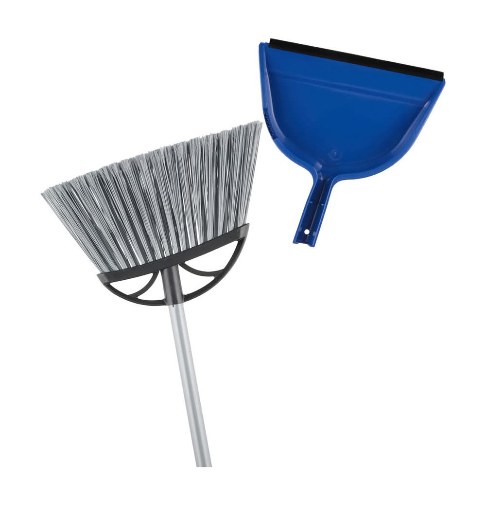 TrueLiving Angle Broom With Dustpan, Blue