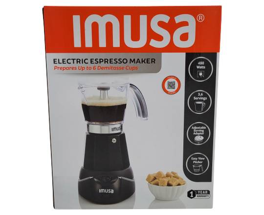 Imusa Aluminum Espresso Maker, Black-Silver-White