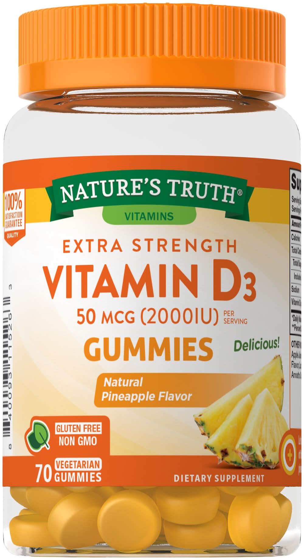 Nature's Bounty Extra Strength Natural Pineapple Flavor Vitamin D3 (8 oz)