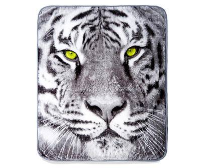 Northwest White Tiger Raschel Throw Blanket