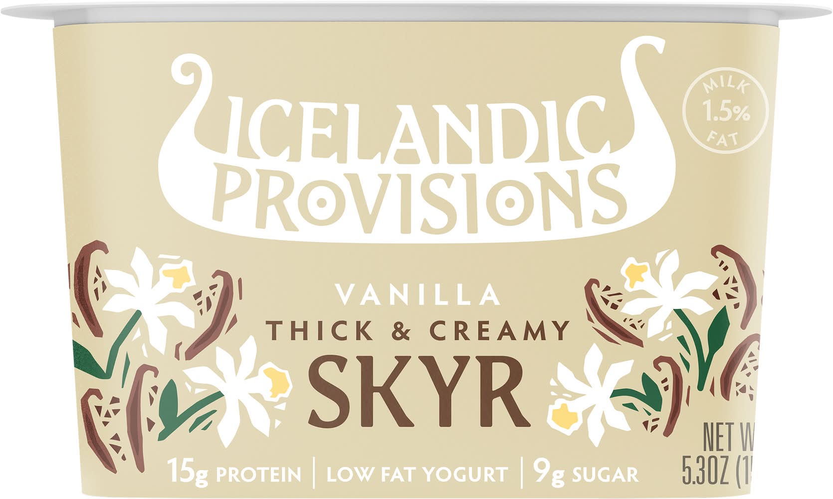 Icelandic Provisions Thick & Creamy Skyr Low Fat Yogurt, Vanilla (5.3 oz)