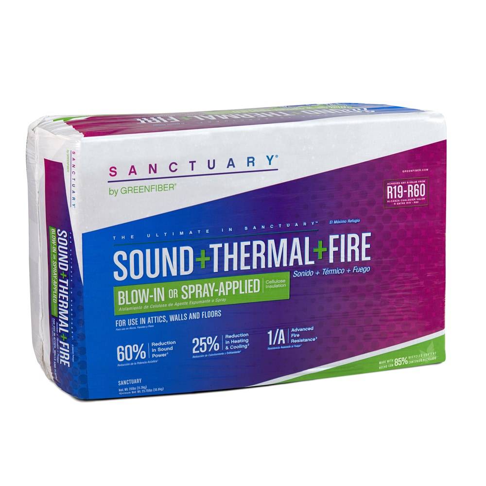 US Greenfiber SANCTUARY by Greenfiber R-60 Cellulose Blown-In Insulation Sound Barrier 48.7-sq ft per bag (25-lb) | INSSANC