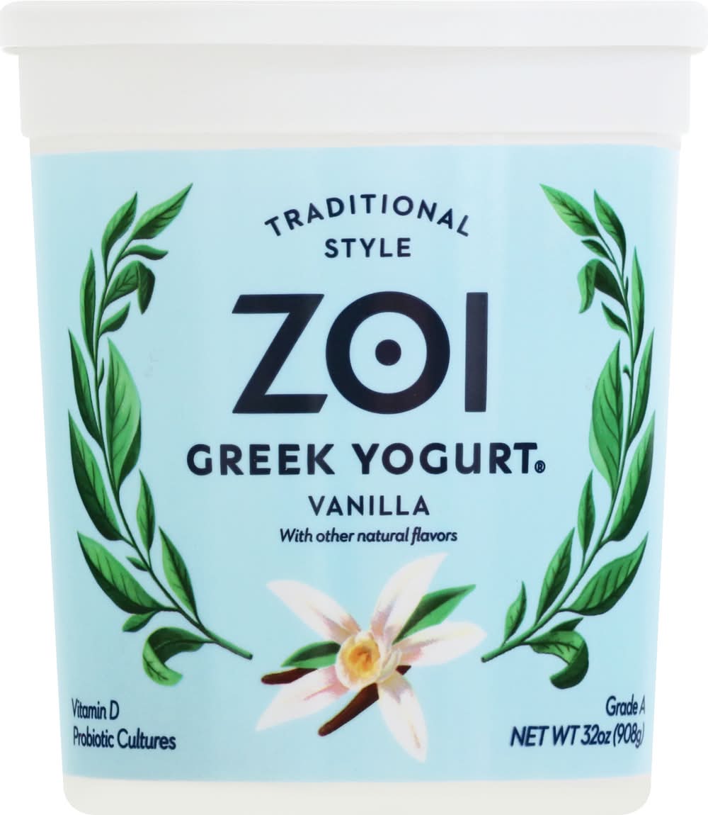 Zoi Traditional Style Greek Yogurt, Vanilla (32 oz)