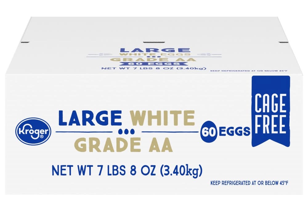 Kroger Grade Aa Cage Free White Eggs, Large (7.5 oz, 60 ct)