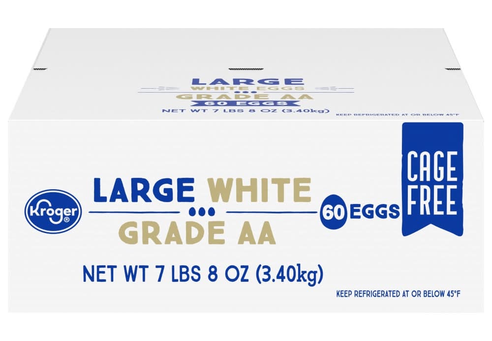 Kroger Grade Aa Cage Free White Eggs, Large (7.5 oz, 60 ct)