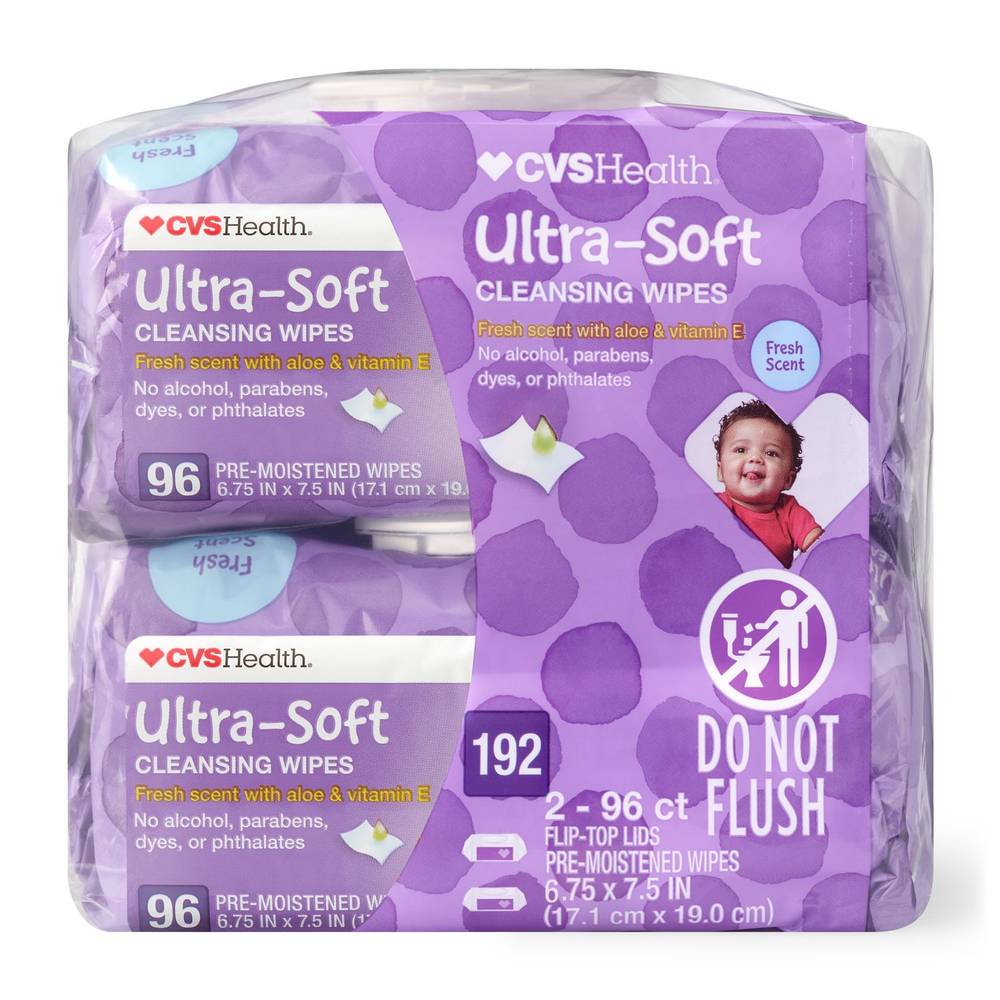 Cvs Health Ultra-Soft Cleansing Wipes, Scented, 96 Ct, 2 Pk