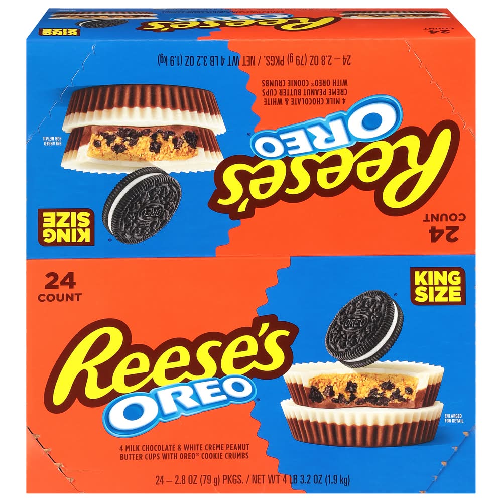 Reese's Oreo Milk Chocolate & White Creme Peanut Butter Cups King Size (24 x 2.8 oz)