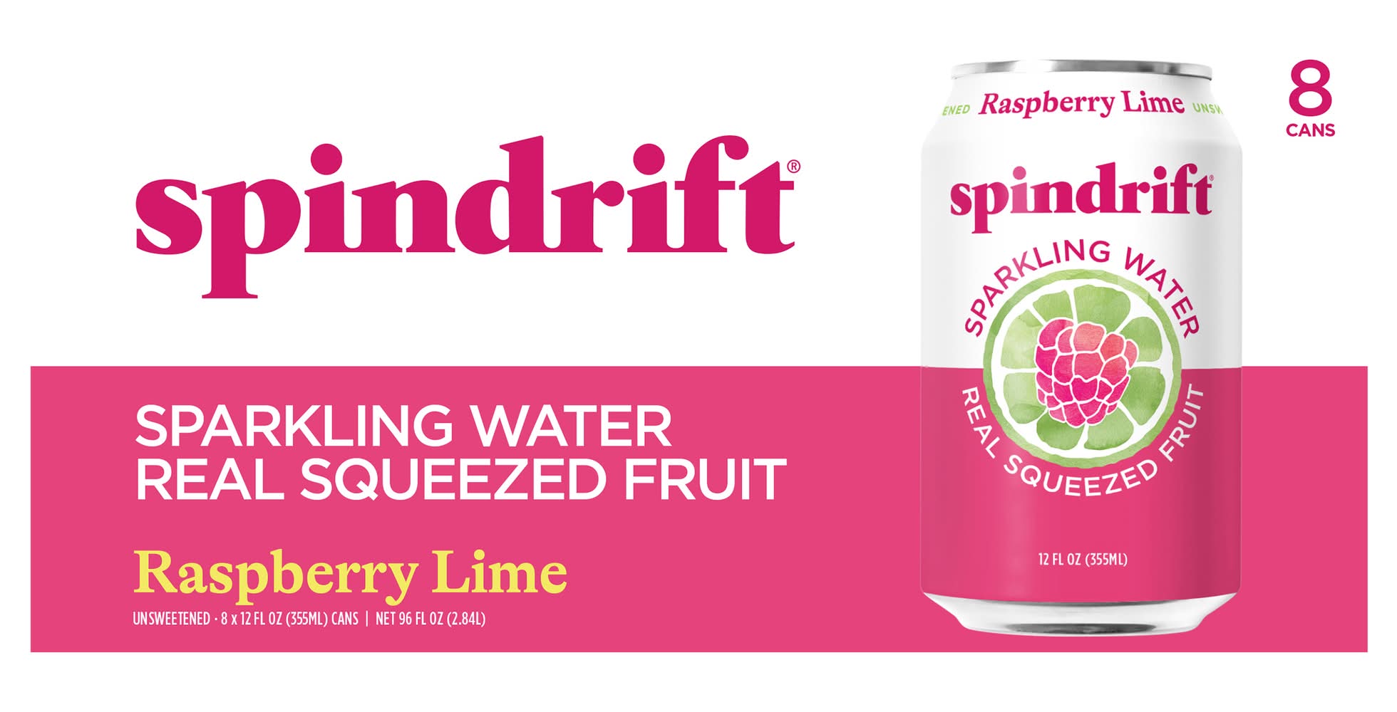 Spindrift Sparkling Water, Raspberry Lime (8 x 12 fl oz)