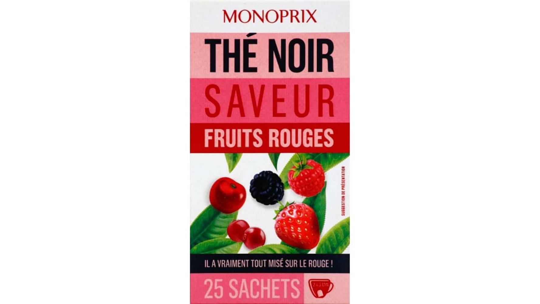 Monoprix Thé noir saveur fruits rouges La boîte de 25 - 40 g