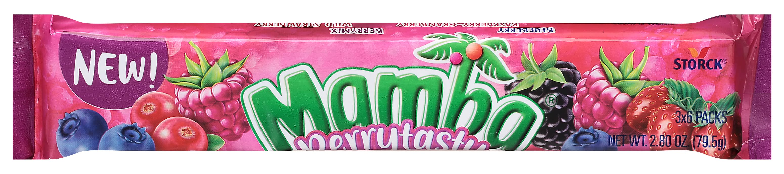 Storck Mamba Perrytasty Berrytasty Fruit Chews, Blueberry - Raspberry-Cranberry - Strawberry -Berry Mix (2.8 oz)
