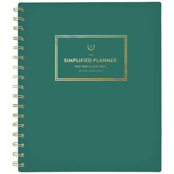 Simplified by Emily Ley for AT-A-GLANCE® Academic 2025-2026 Weekly Monthly Planner, Green, Medium, 7" x 8 3/4"
