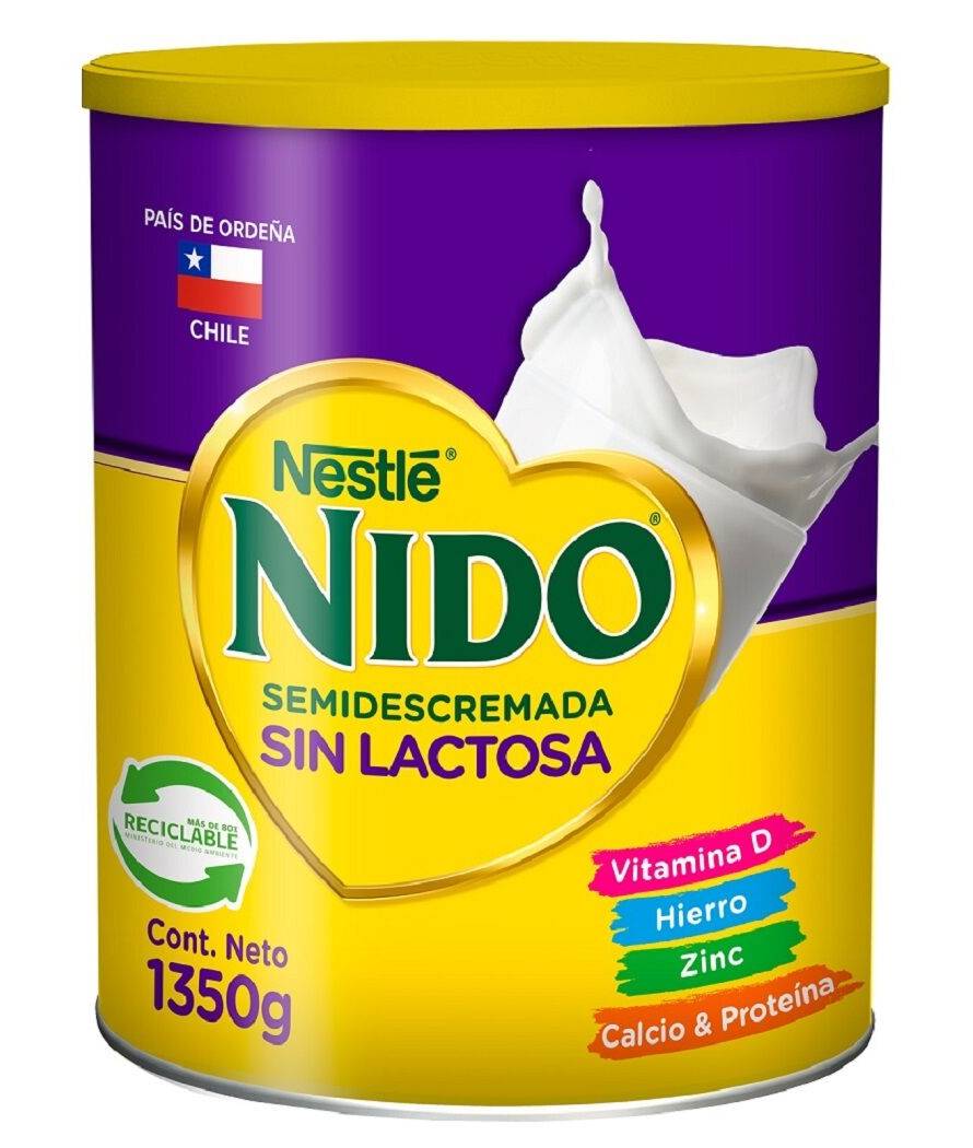 Leche en Polvo Nido Semidescremada Sin Lactosa 1350g