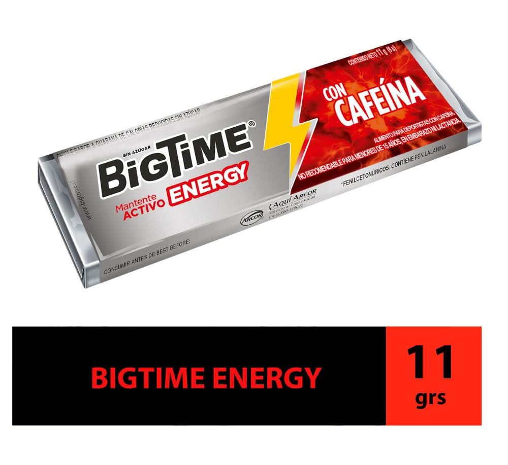 Bigtime · Energy chicle con cafeína sin azúcar - Guaraná (6 un)
