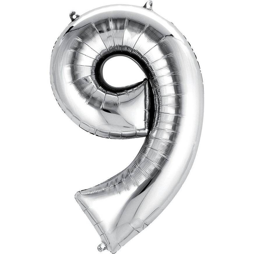 Party City Uninflated 9 Number Balloons (silver)