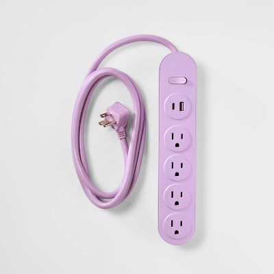 Heyday Indoor Flat Extension Cord 15a, 6 ft, Purple