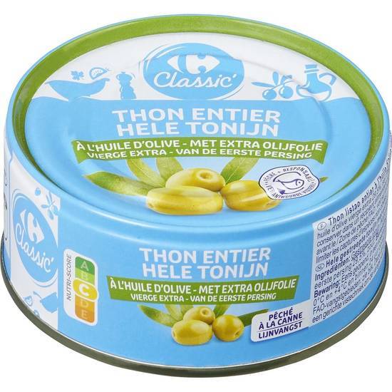 Carrefour Classic' - Thon entier à l'huile d'olive vierge extra