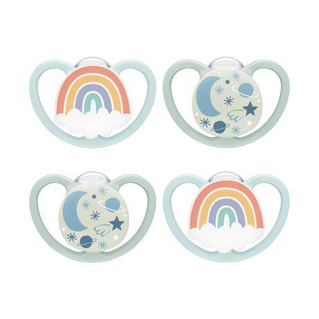 NUK Space Glow-In-The-Dark Orthodontic Pacifiers 0-6 Months