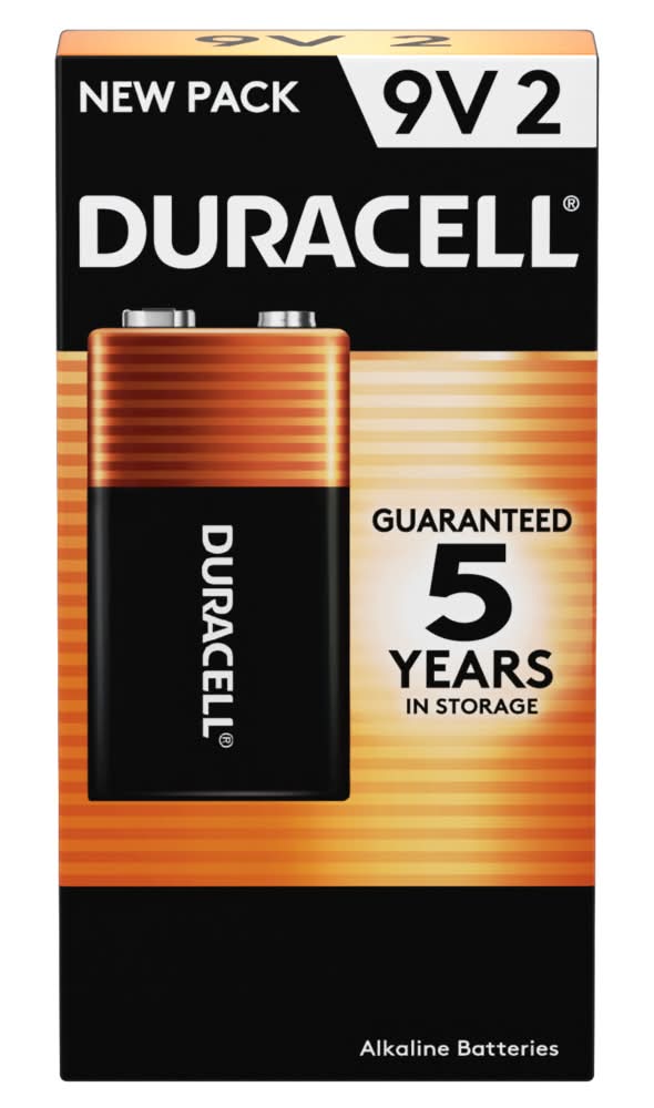 Duracell Coppertop Alkaline 9-Volt Batteries 2 -Pack